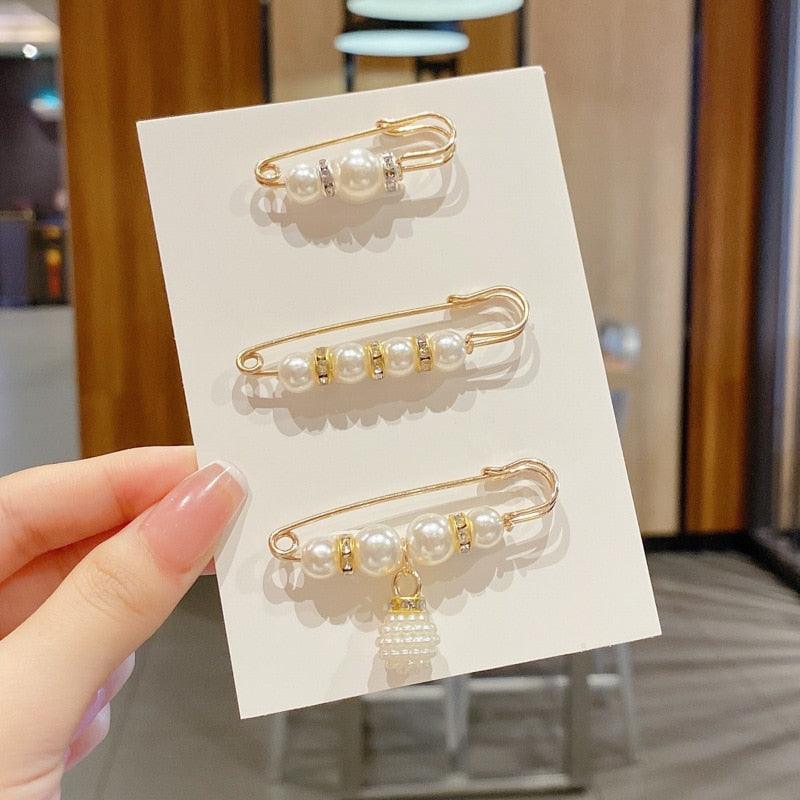 Gold-tone pearl bead hair pins set of 3 with white pearls and dangling charm Stevvex on Tampa Home & Garden Store