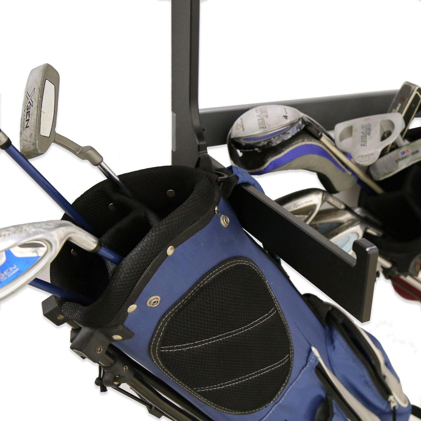 2 Bag Golf Racks w/ Shelf | Golf Bag Wall Mount Golf Storage Racks