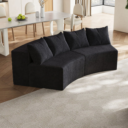 Curved Modular Sectional Sofa and Four Pillows