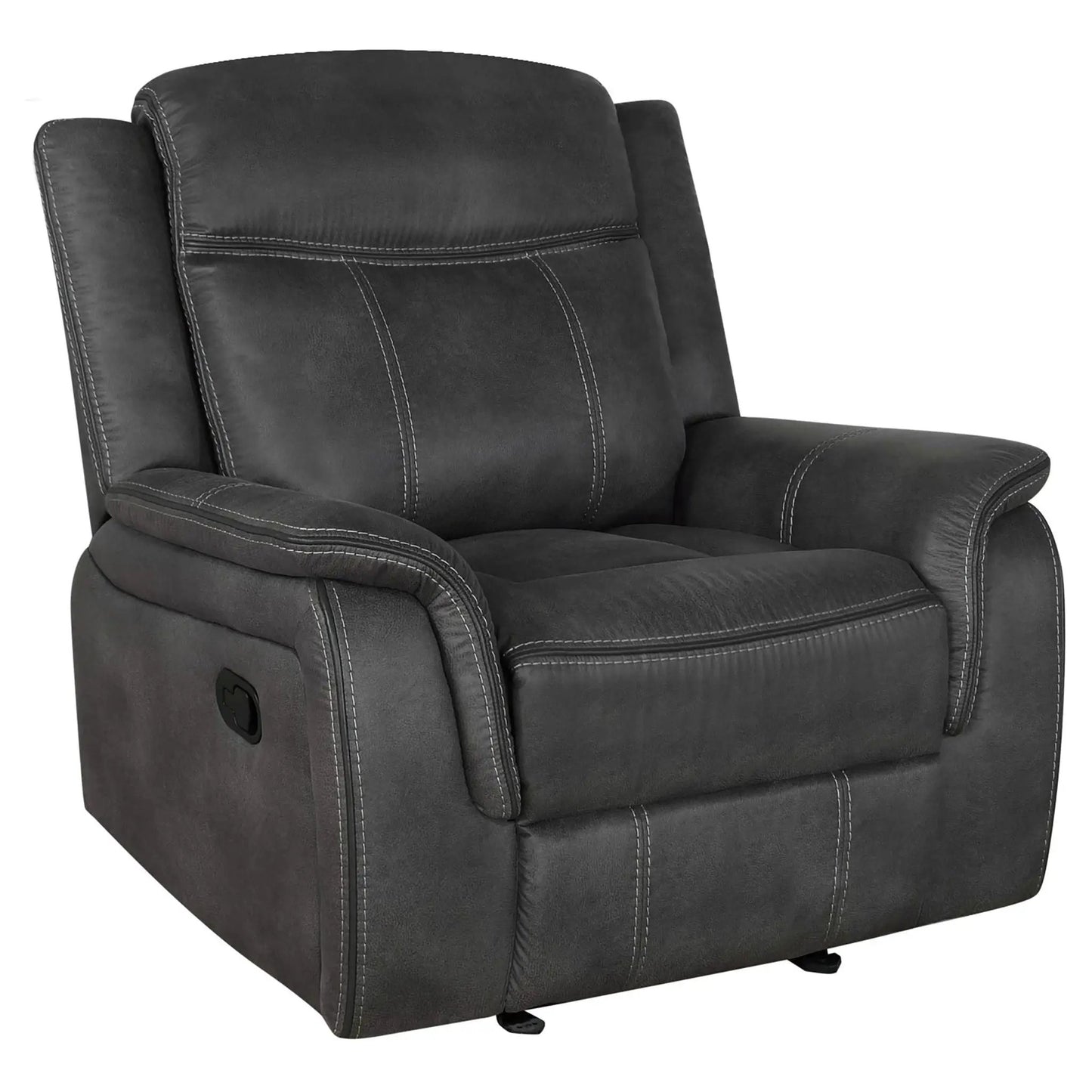 Franklin upholstered padded arm glider recliner charcoal by Unique Piece Furniture on Tampa Home & Garden Store