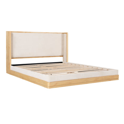 Mid-Century Modern Wood Bed with Waterfall Edge