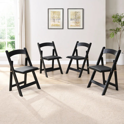 Solid Wood Upholstered Folding Chairs Dining Set