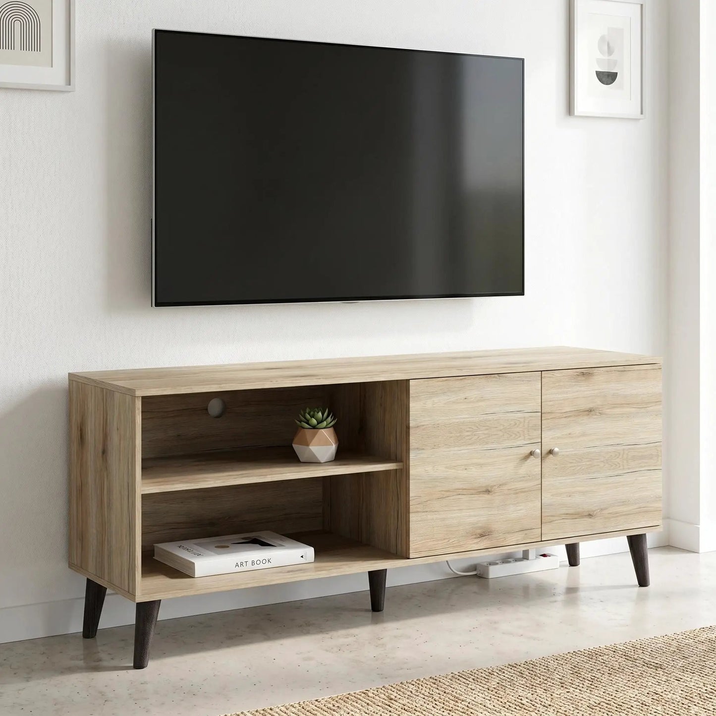 Amidon TV Stand With Storage Shelves and Cabinet