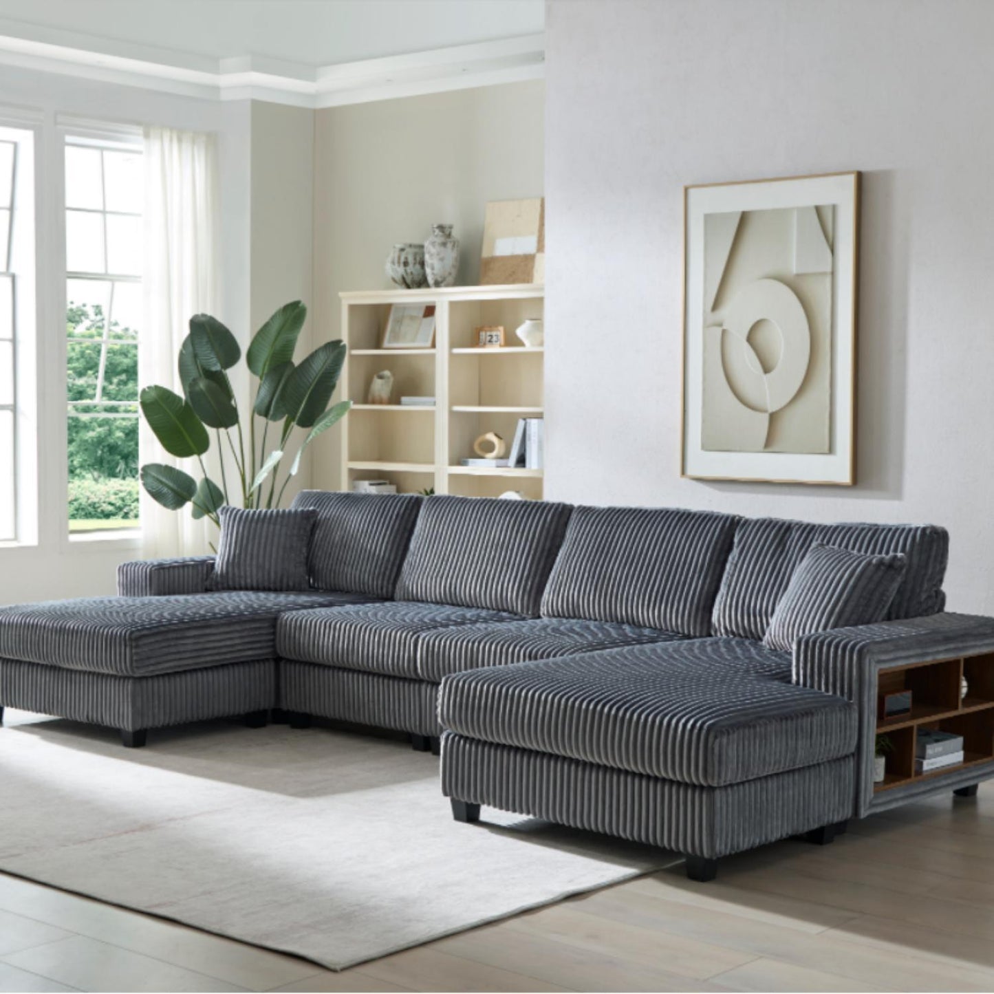 U Shaped Convertible Sofa And Large Living Room