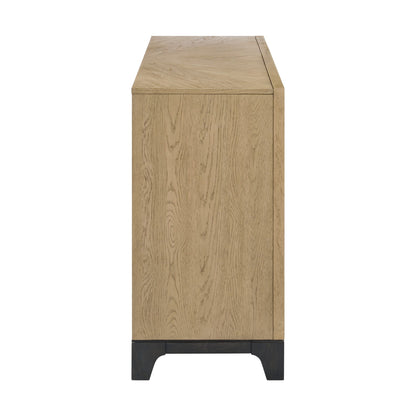 Sideboard brown oak finish with black legs on Tampa Home & Garden Store