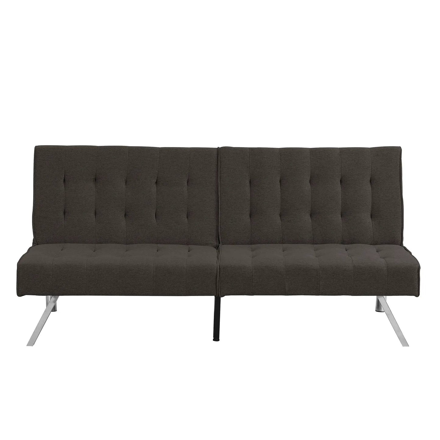 Futon Sofa Bed 2-seat dark brown tufted fabric with chrome legs by Unique Piece Furniture on Tampa Home & Garden Store