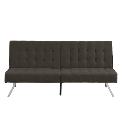 Futon Sofa Bed 2-seat dark brown tufted fabric with chrome legs by Unique Piece Furniture on Tampa Home & Garden Store