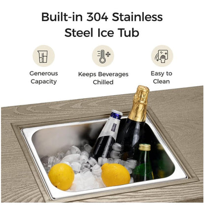 Outdoor Propane Fire Pit and Ice Bucket Table
