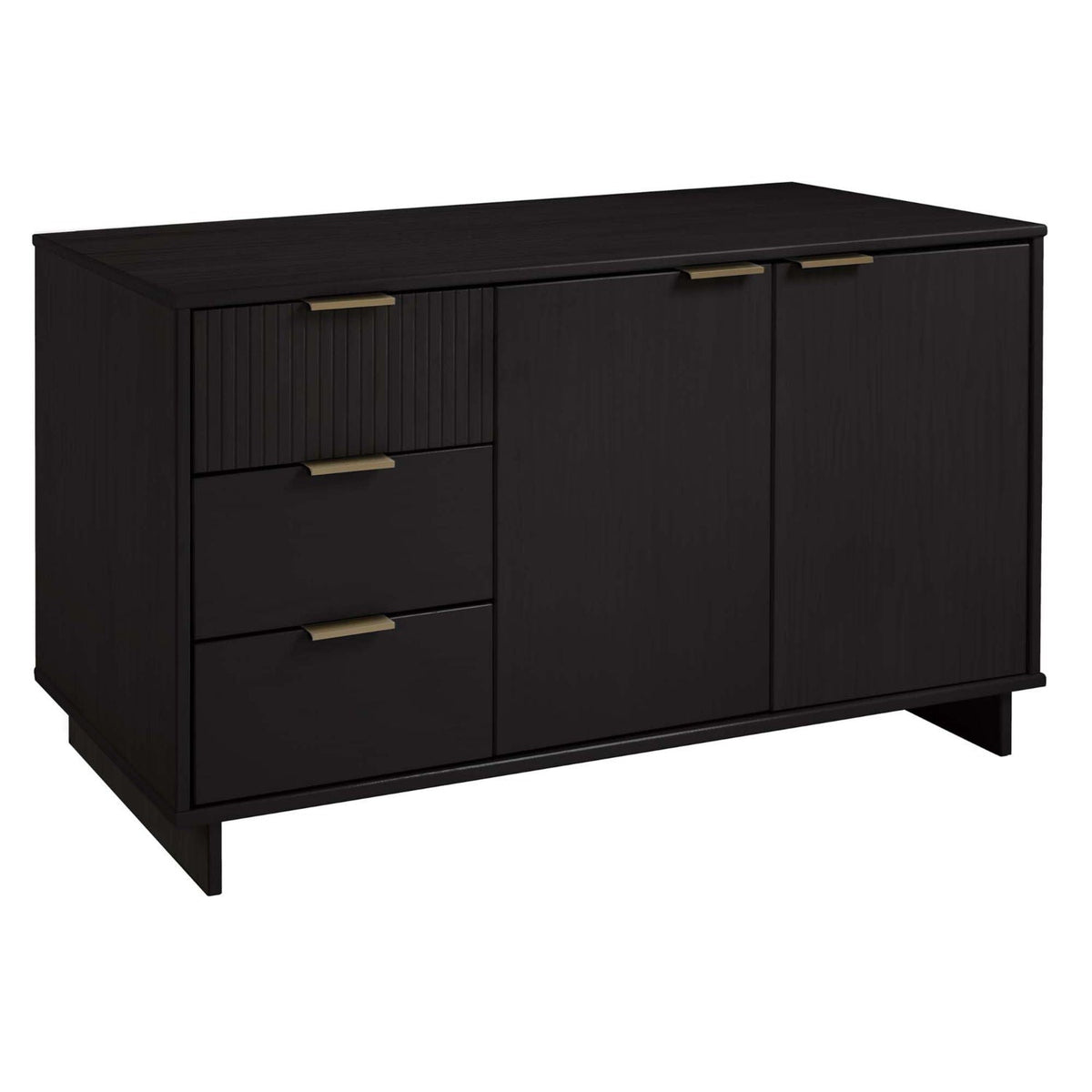 Granville sideboard with full-extension drawers in black finish, brass hardware on Tampa Home & Garden Store