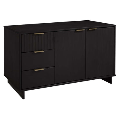 Granville sideboard with full-extension drawers in black finish, brass hardware on Tampa Home & Garden Store
