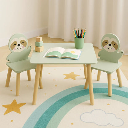 Sloth Themed Table and Chair Set with Two Chairs