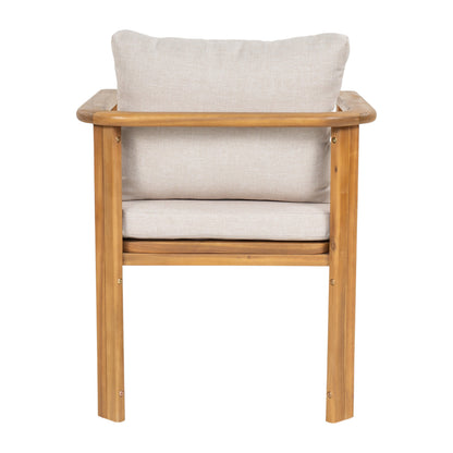 Kaja Outdoor Acacia Wood Dining Chair With A Pad