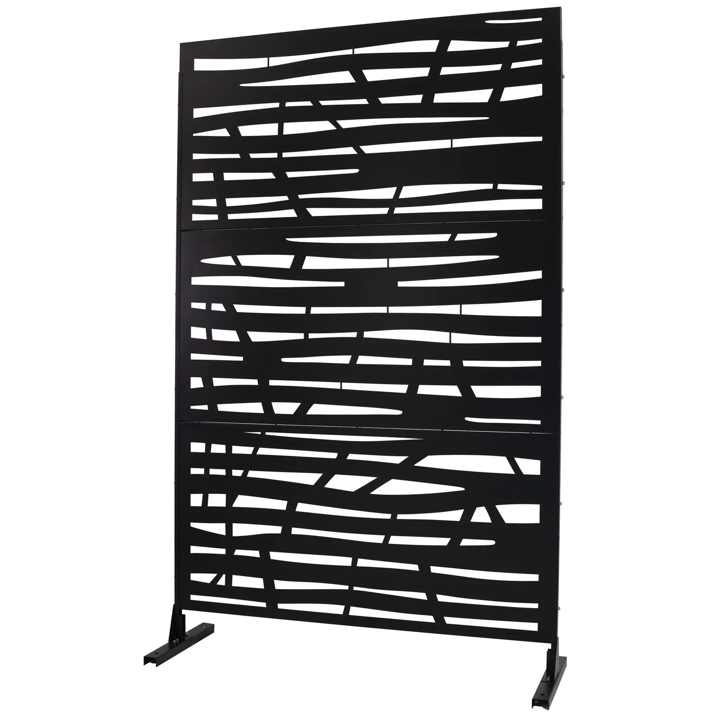 Outdoor & Indoor Privacy Screen metal divider, black steel with abstract cutout pattern on Tampa Home & Garden Store