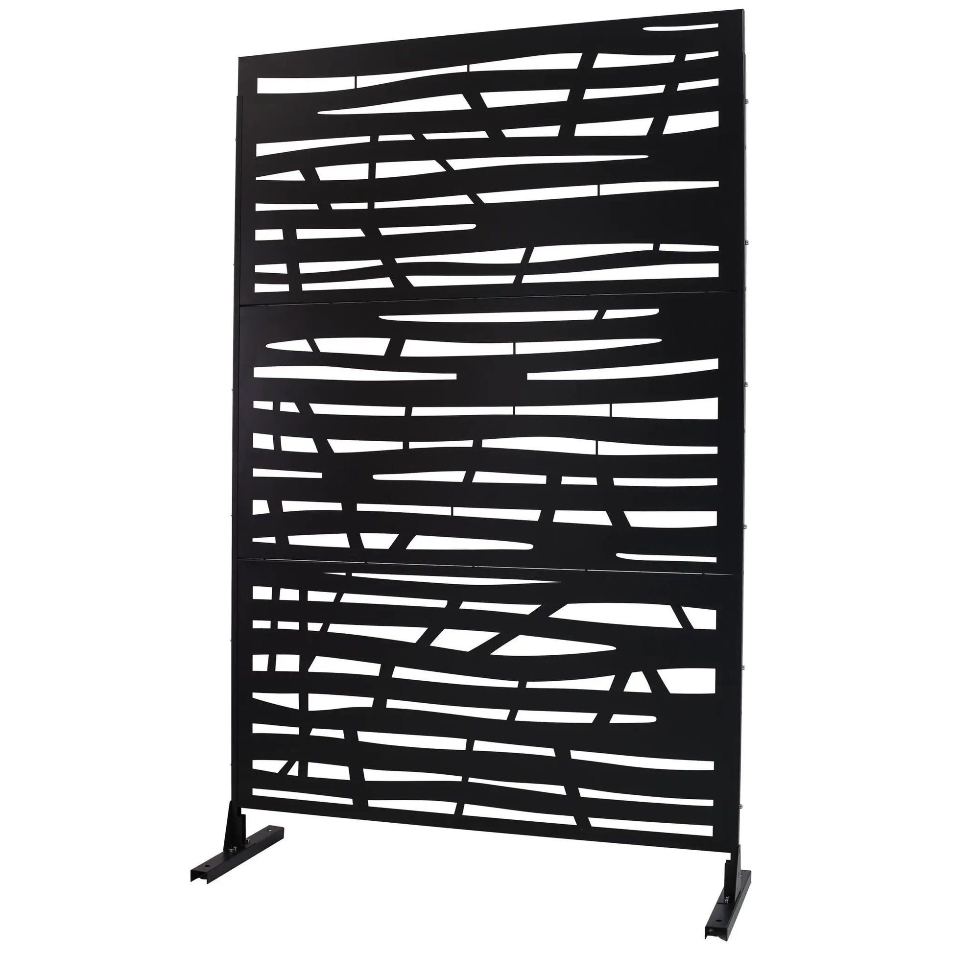 Outdoor & Indoor Privacy Screen metal divider, black steel with abstract cutout pattern on Tampa Home & Garden Store