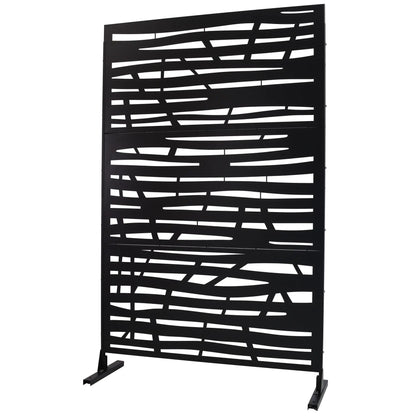 Outdoor & Indoor Privacy Screen metal divider, black steel with abstract cutout pattern on Tampa Home & Garden Store