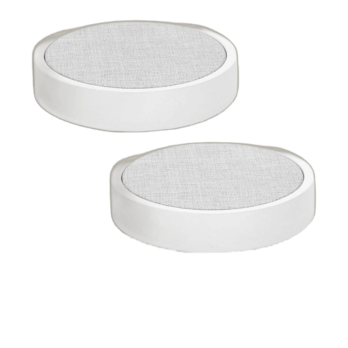 Round jewelry display stand set with gray linen tops on white MDF bases, 3-piece set on Tampa Home & Garden Store
