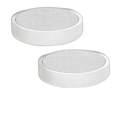 Round jewelry display stand set with gray linen tops on white MDF bases, 3-piece set on Tampa Home & Garden Store