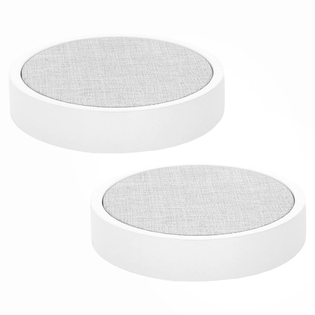 Round jewelry display stands with gray linen tops and white MDF bases, set of 2 by Lauren G Adams on Tampa Home & Garden Store