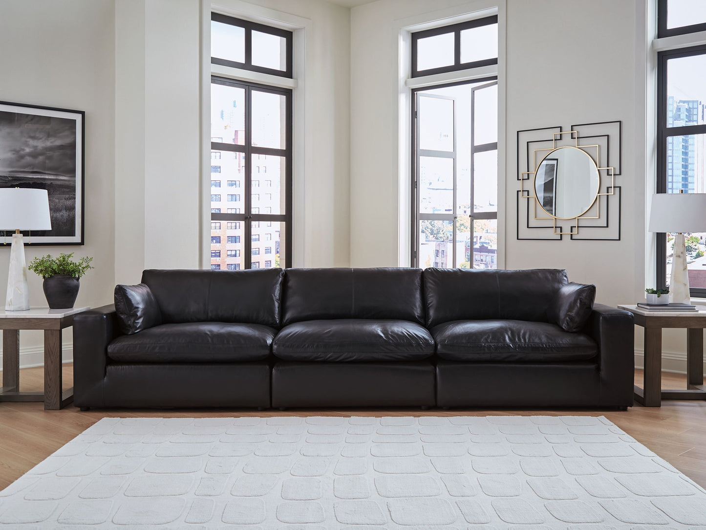 Emilia Sectional Sofa with Leather Accents