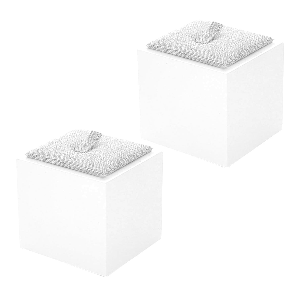 Single Ring Display stands, white cube bases with gray fabric tops, 2-pack by Lauren G Adams on Tampa Home & Garden Store