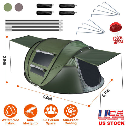 3-4 Person Pop Up Tent by GemGear waterproof instant setup with mosquito net windows on Tampa Home & Garden Store