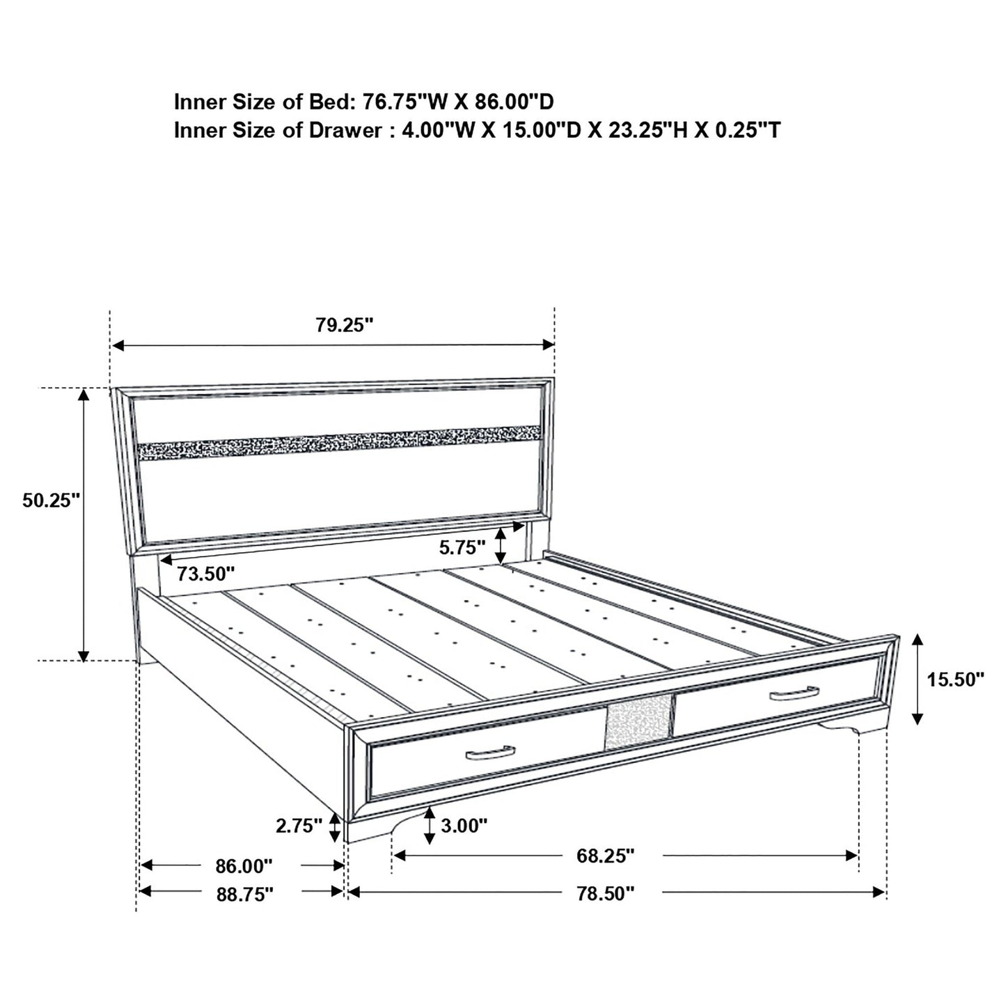 Annie Upholstered Panel Bed and Glitter Stripe