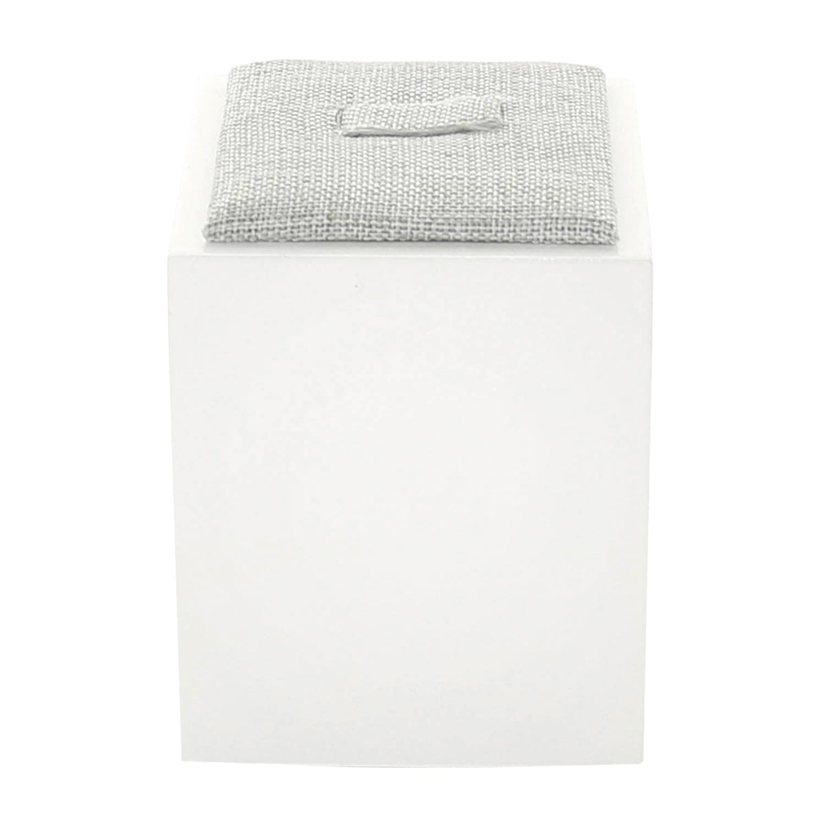 Single Ring Display with gray woven fabric cushion atop a white display box on Tampa Home & Garden Store