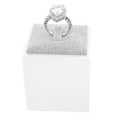 Single Ring Display with gray pad and silver ring with clear gemstone by Lauren G Adams on Tampa Home & Garden Store