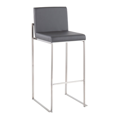 Contemporary high-back barstool with upholstered gray seat and back, chrome frame on Tampa Home & Garden Store