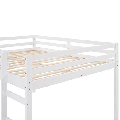 White Solid Wood Full Size Loft Bed and Slide