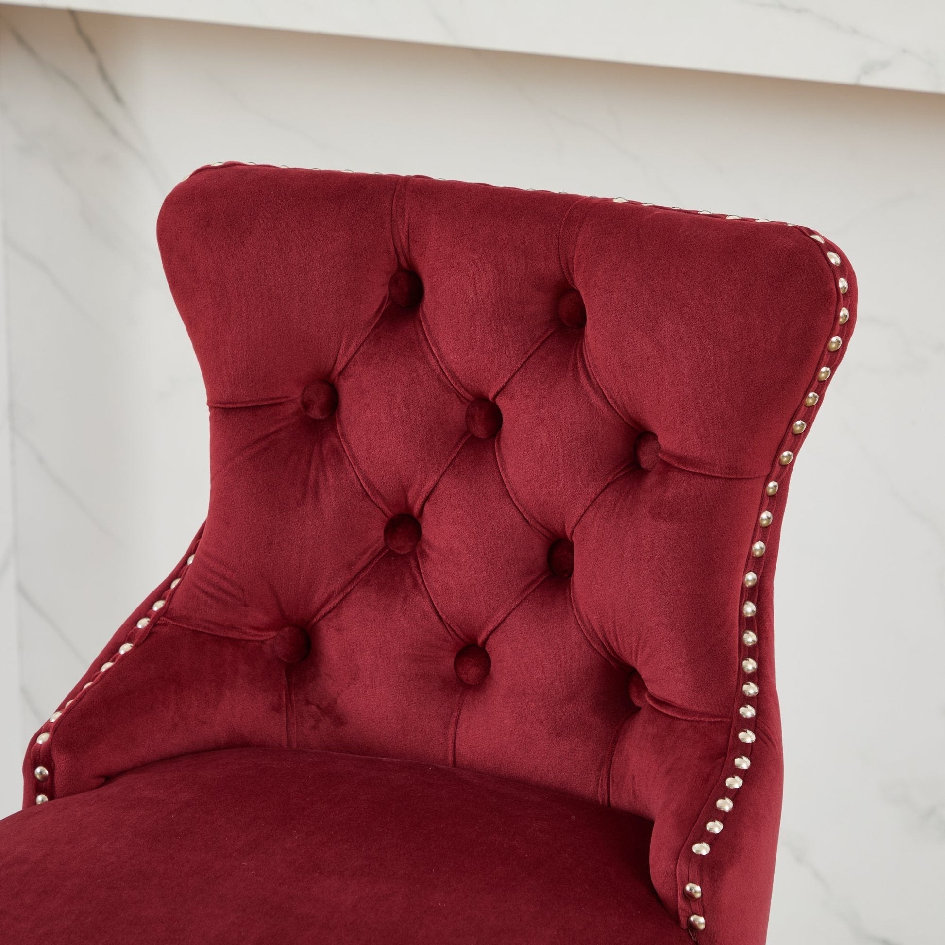 Bar stools set of 2: wine red velvet with button tufting and nailhead trim by HouseOfZazla on Tampa Home & Garden Store