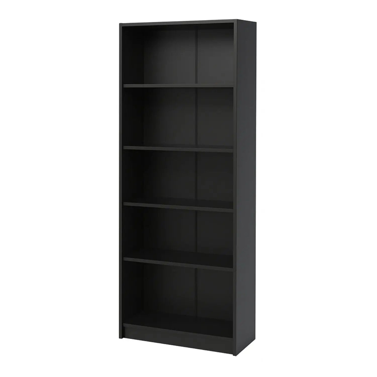 5 Tier Bookshelf Storage Cabinet black Unique Piece Furniture anti-tip kit five shelves on Tampa Home & Garden Store
