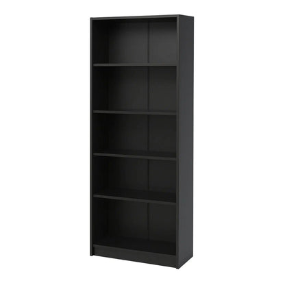 5 Tier Bookshelf Storage Cabinet black Unique Piece Furniture anti-tip kit five shelves on Tampa Home & Garden Store