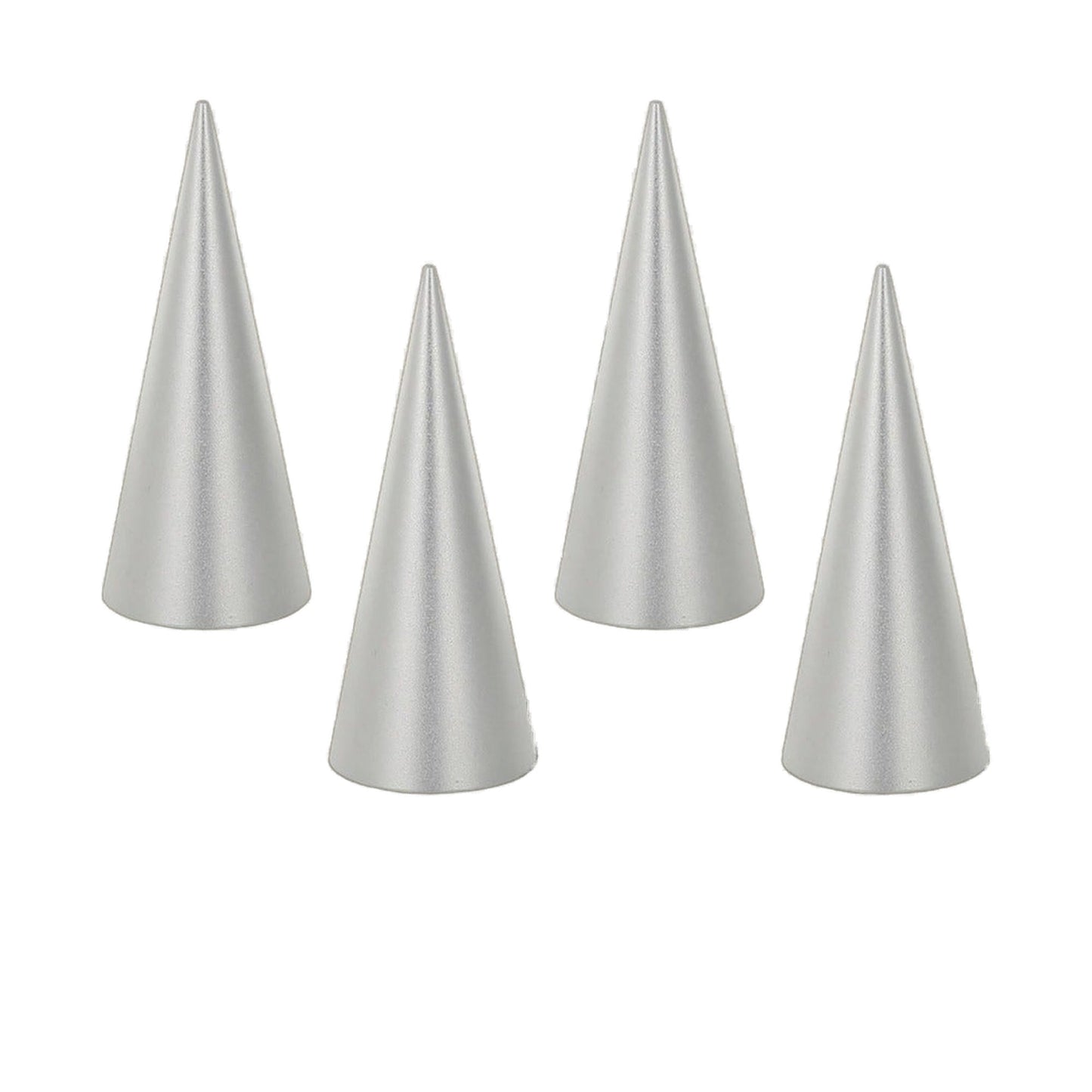 Single Ring Aluminum Cone Display five silver cone props in varied heights by Lauren G Adams on Tampa Home & Garden Store