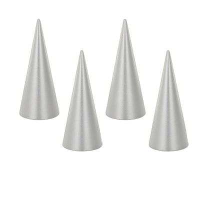 Single Ring Aluminum Cone Display five silver cone props in varied heights by Lauren G Adams on Tampa Home & Garden Store