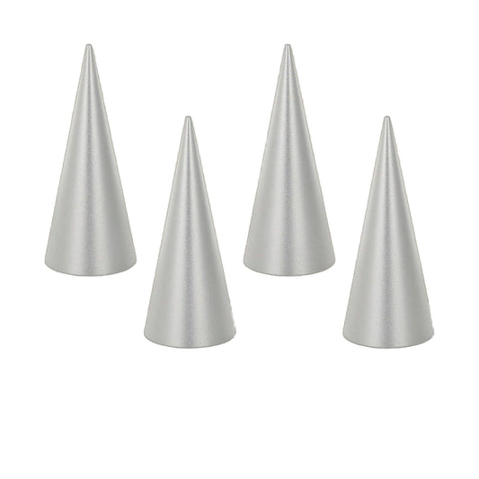 Single Ring Aluminum Cone Display five silver cone props in varied heights by Lauren G Adams on Tampa Home & Garden Store