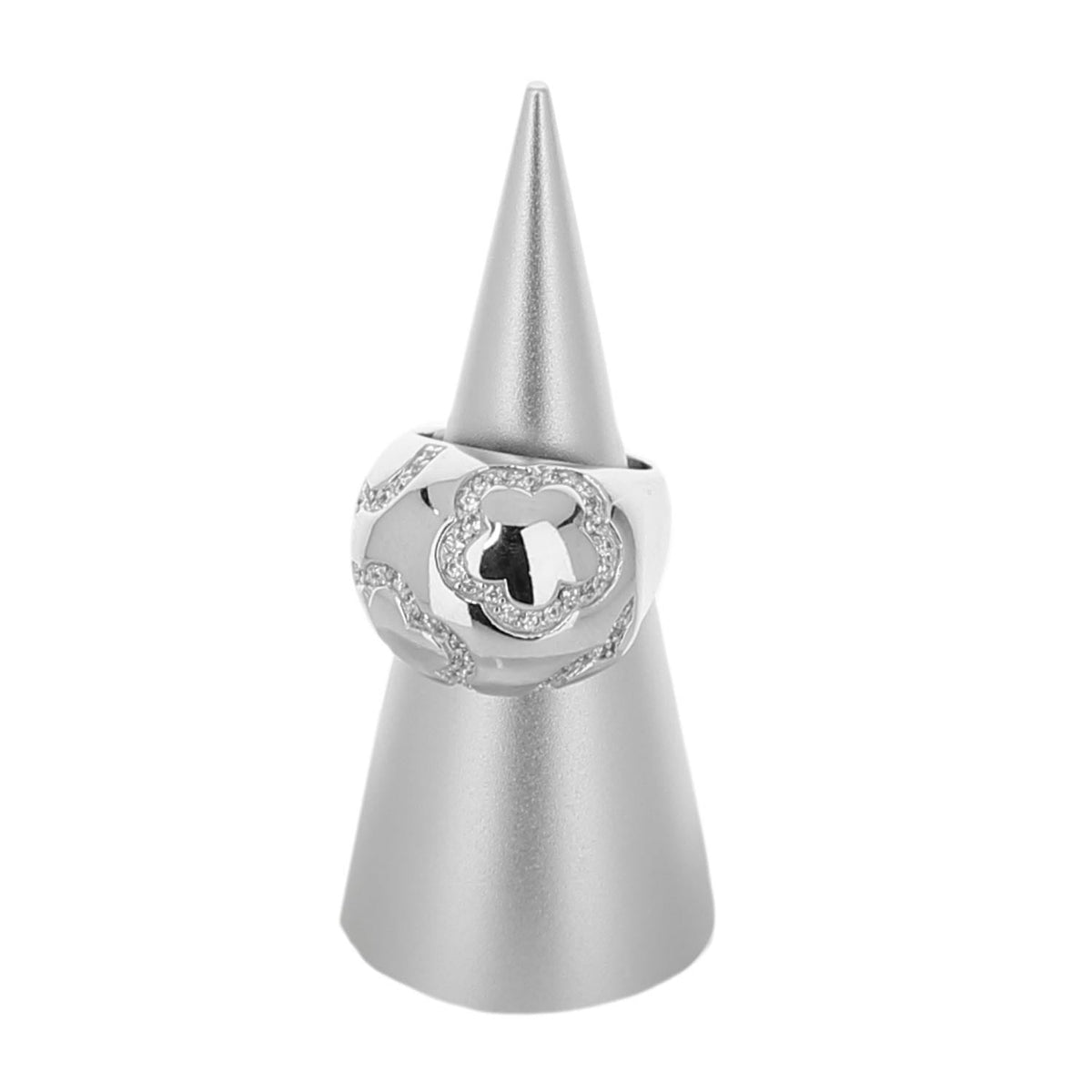 Single Ring Aluminum Cone Display with Lauren G Adams silver ring featuring heart motifs on Tampa Home & Garden Store