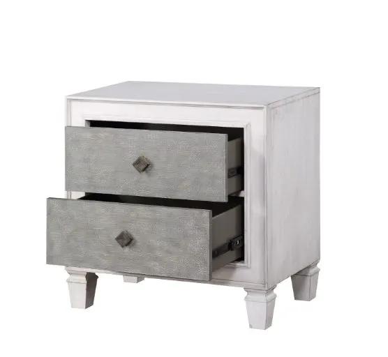 Katia Weathered Night Stand gray/white accent nightstand by Unique Piece Furniture 2-drawer on Tampa Home & Garden Store