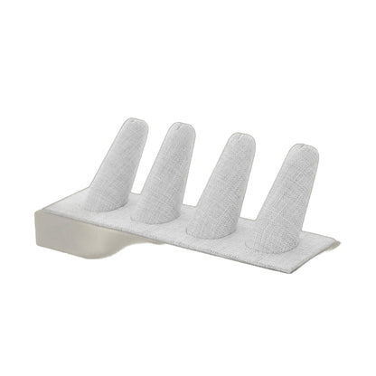 Four Finger Ring Display with four fabric-covered slots in light gray by Lauren G Adams on Tampa Home & Garden Store