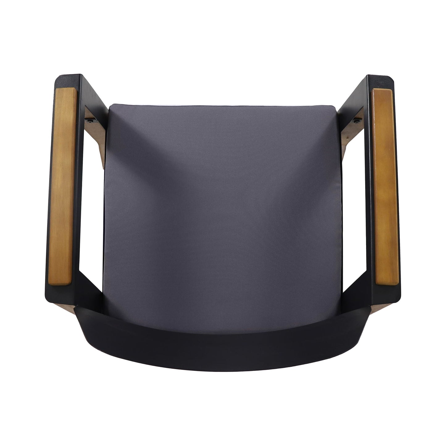 Soho transitional outdoor club chair with cushions, teak frame and dark gray fabric sling on Tampa Home & Garden Store