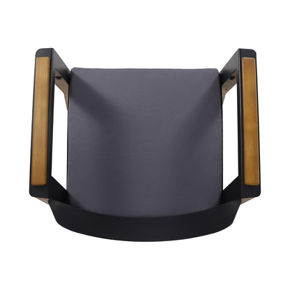 Soho transitional outdoor club chair with cushions, teak frame and dark gray fabric sling on Tampa Home & Garden Store