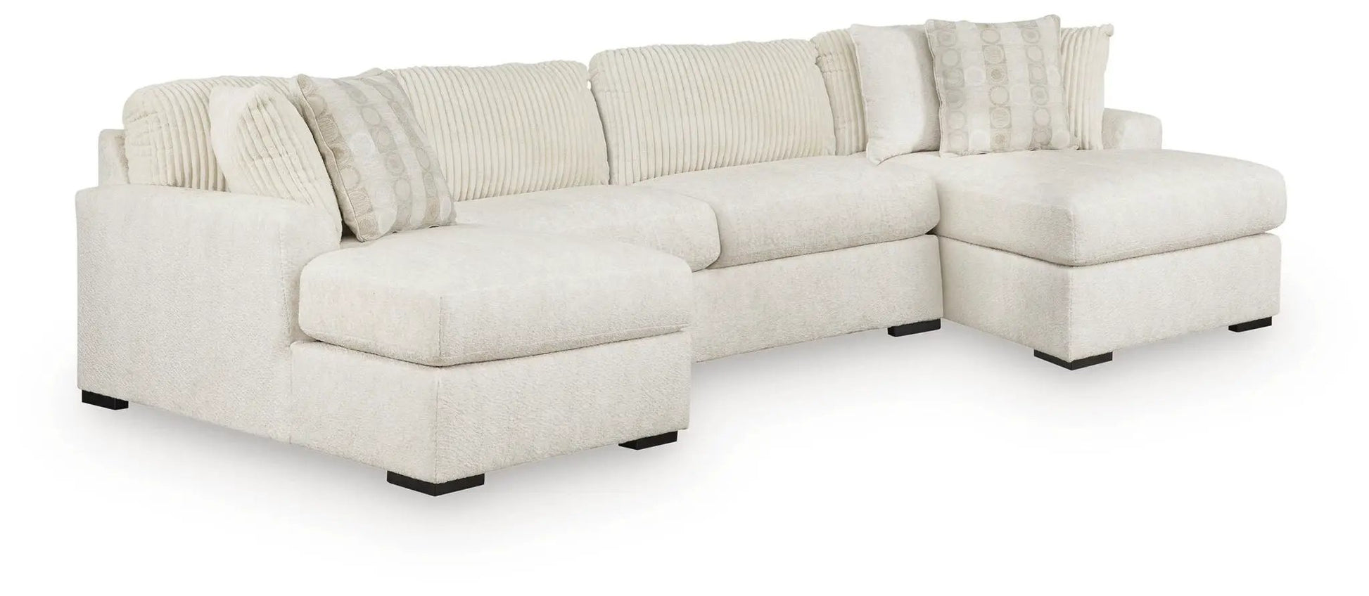 Chessington sectional, cream fabric with chaise, stationary sofa by Unique Piece Furniture on Tampa Home & Garden Store