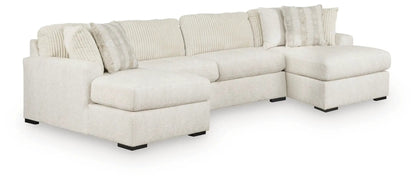 Chessington sectional, cream fabric with chaise, stationary sofa by Unique Piece Furniture on Tampa Home & Garden Store