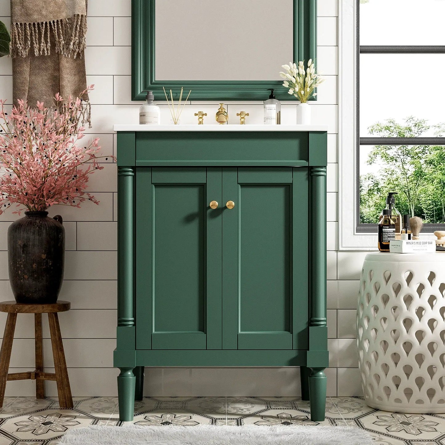 Bathroom Vanity with Top Sink and Dual Storage