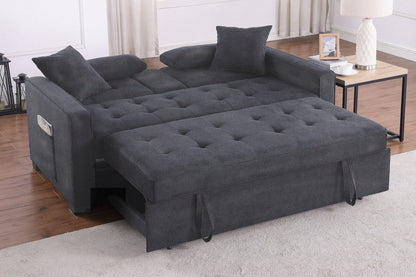 Convertible Sleeper Loveseat by HouseOfZazla in dark gray with tufted top and cup holders on Tampa Home & Garden Store
