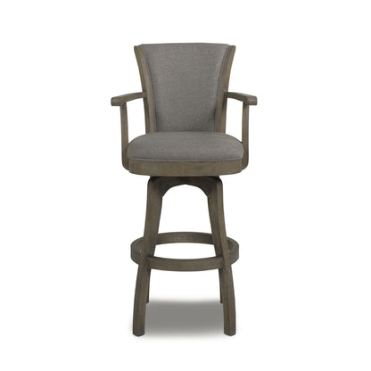 Williams Swivel Bar Stool with Armrests, solid hardwood, upholstery, 28-30, HouseOfZazla on Tampa Home & Garden Store