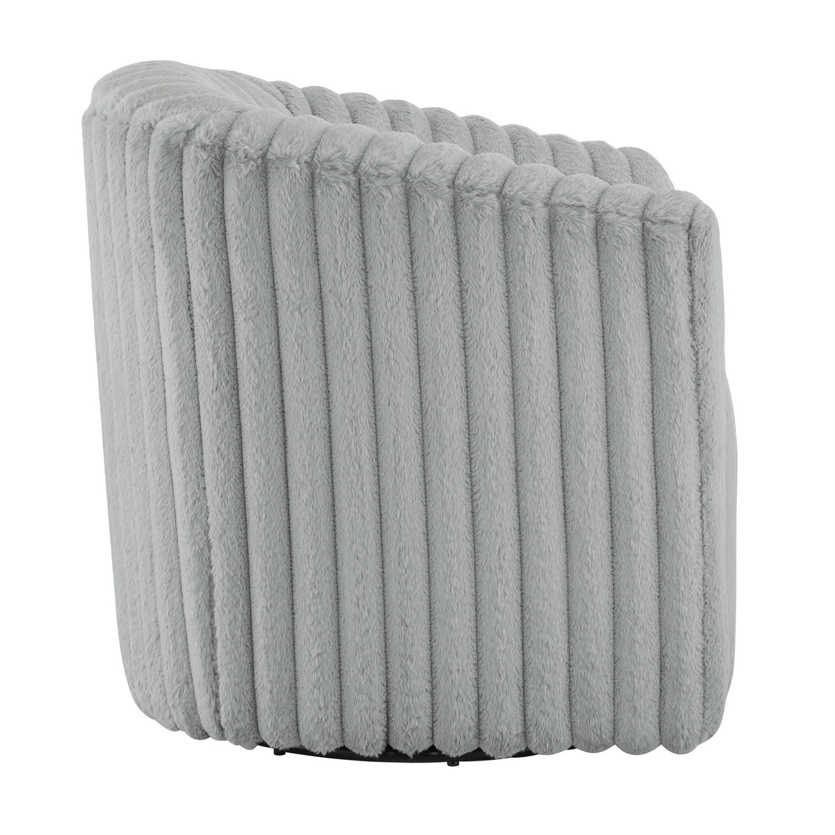 Swivel chair gray plush cord fabric with ribbed barrel back design HouseOfZazla swing chair on Tampa Home & Garden Store