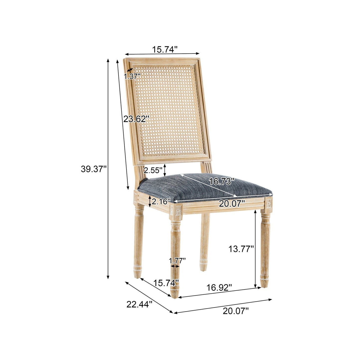 French Country rectangular cane-back chair with cushioned seat, HouseOfZazla on Tampa Home & Garden Store