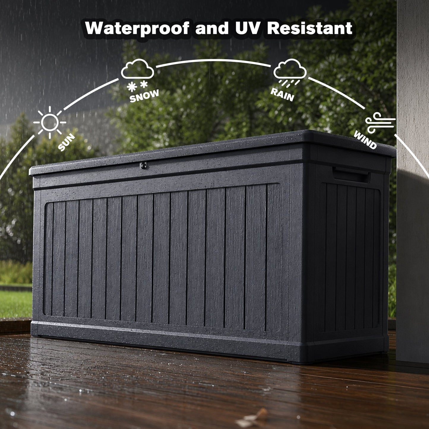 260 Gallon Outdoor Storage Deck Box With Lid And Lock