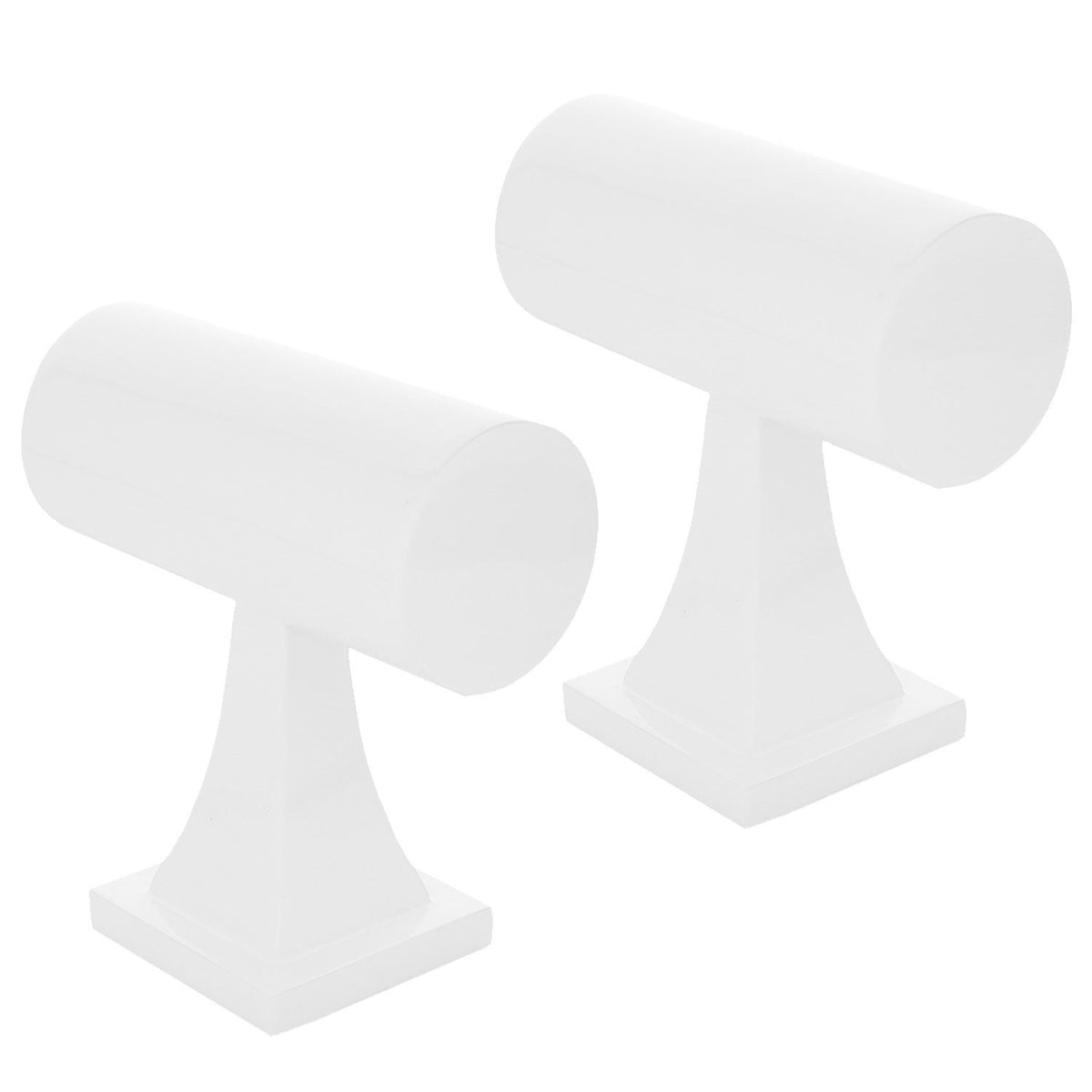 White Lacquer T Bar Jewelry Stand and Display Pair